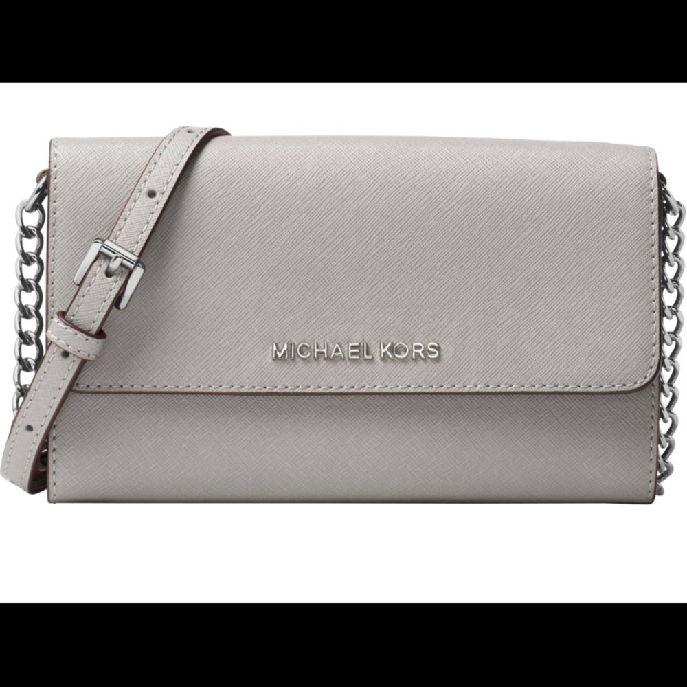Micheal Kors Jet Set Light Gray Cross Body Bag